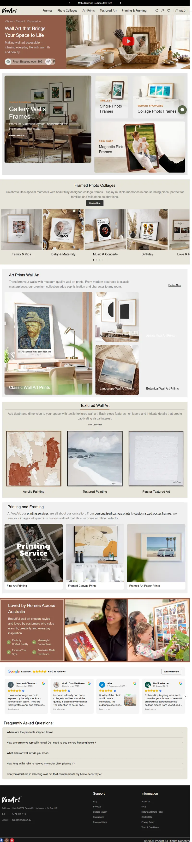 Frames, Photo Collages & Custom Canvas Prints | VeeArt Wall Art 网页长截图